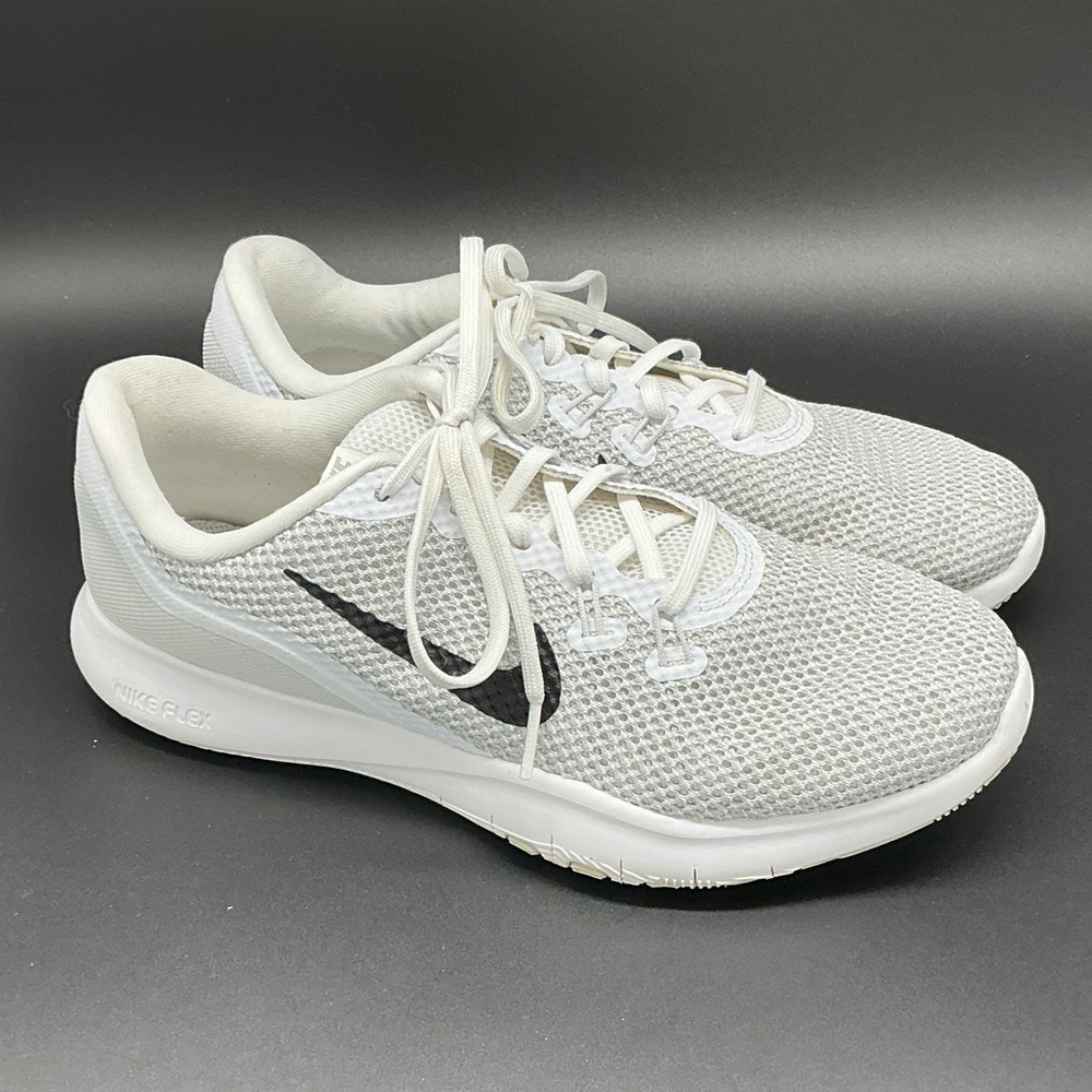 Nike Women's Flex Trainer 7 in White & Grey Mesh Running Shoes Sz 8